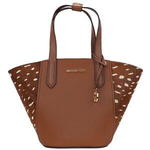 S Michael Kors Portia Small Tote Brown Leather and Calf Hair 35F1GPAT1H $428